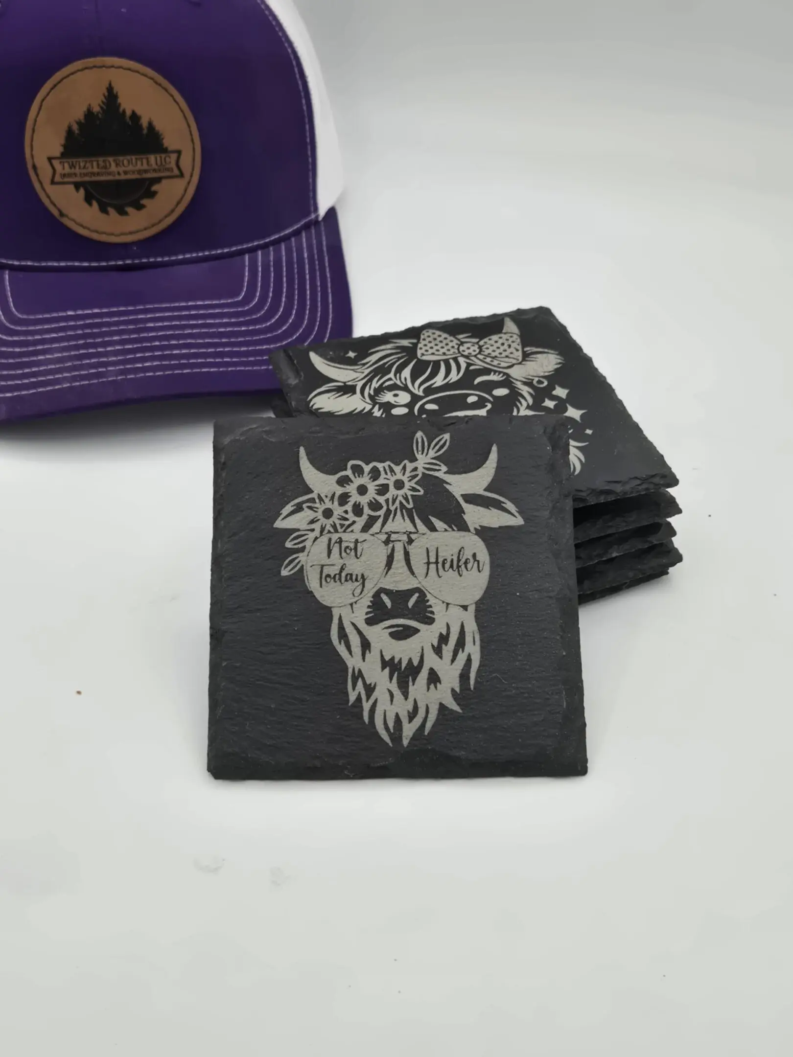 Personalized slate Rock Coasters Round (6ea) - Image 3