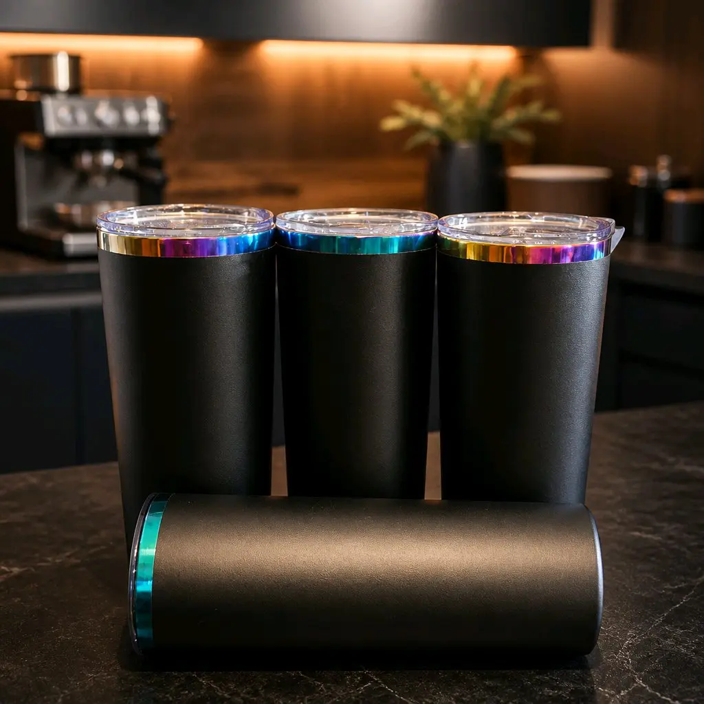 20oz Skinny tumbler Chroma plated w/lid&straw