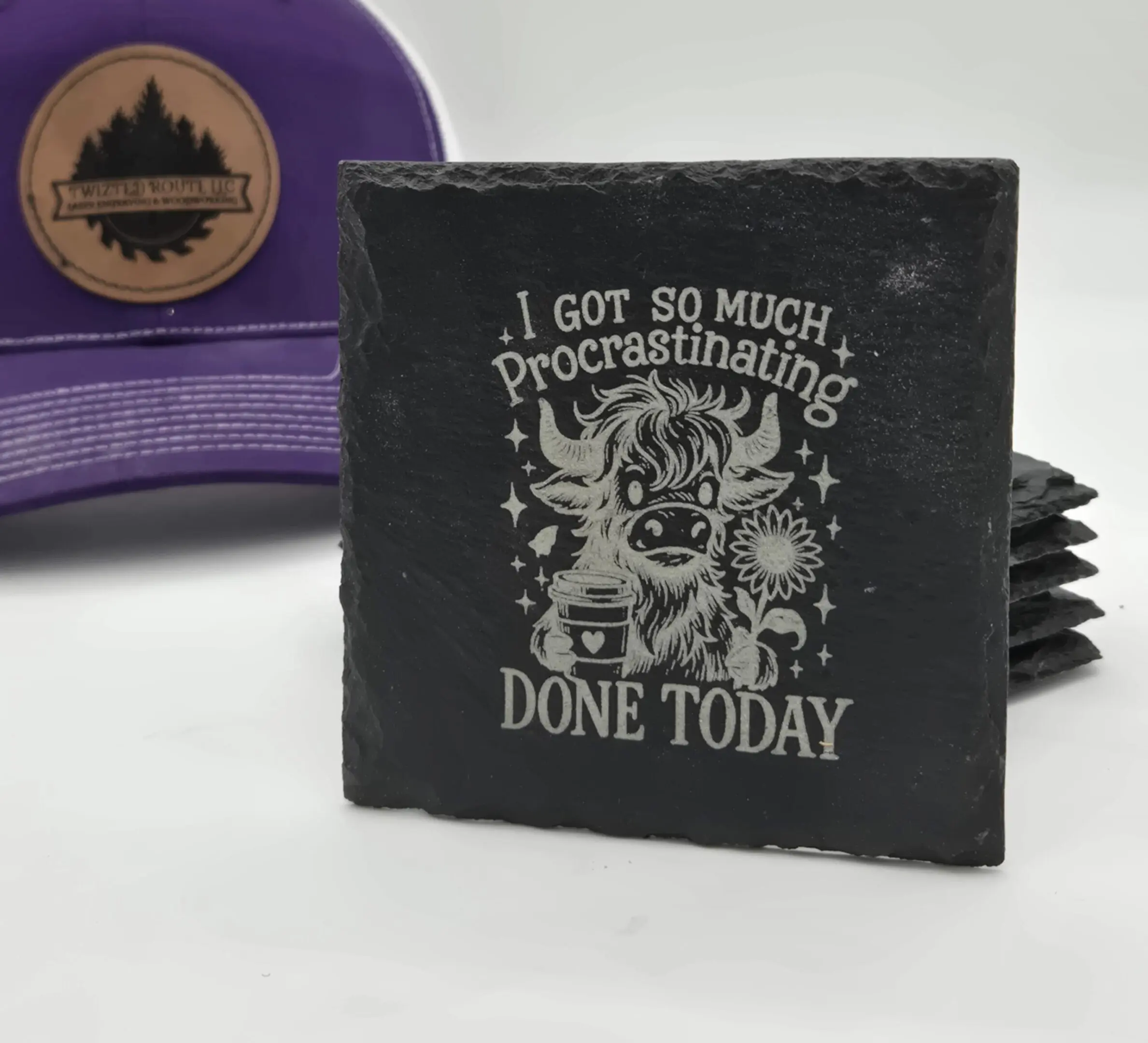 Personalized slate Rock Coasters Round (6ea) - Image 2