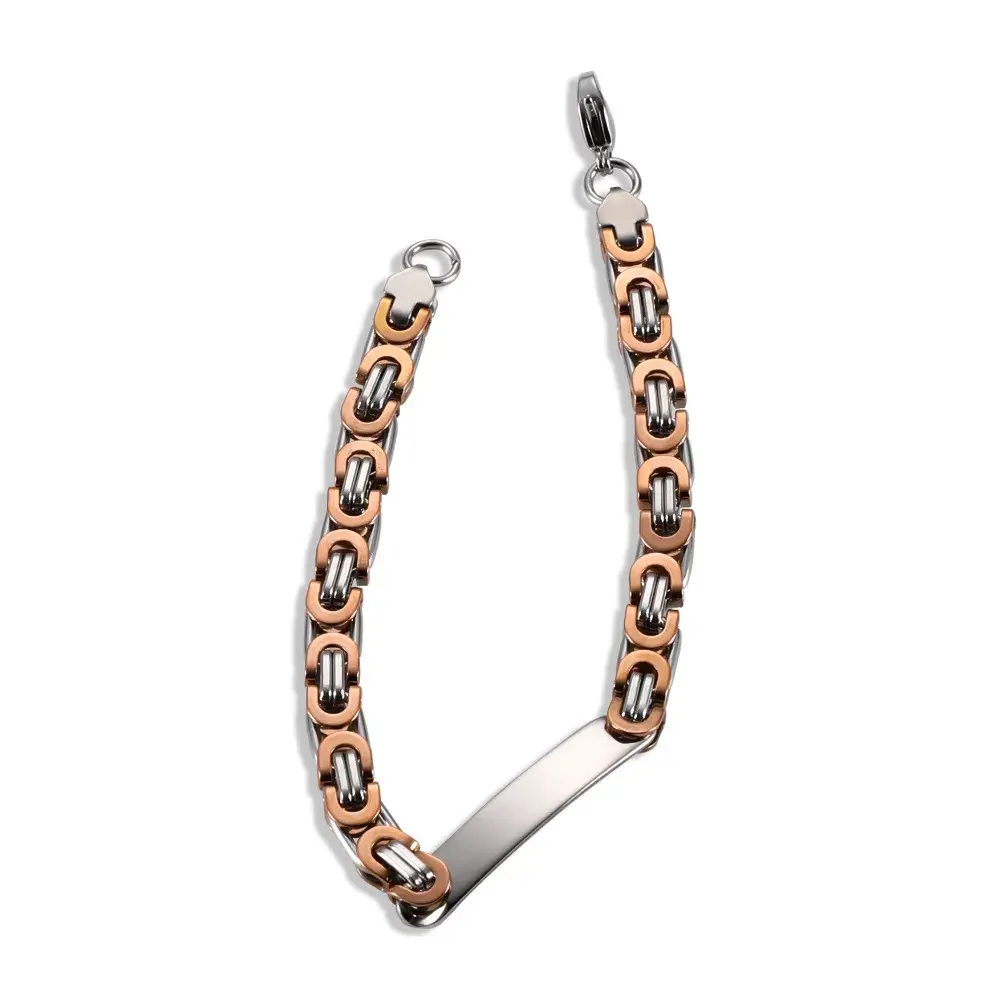 Silver and gold chain bracelet with a sleek design.