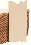 Tall stack of brown cardboard sheets with one light beige sheet in front.