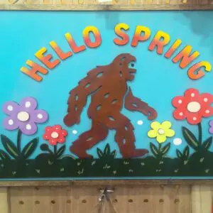 Bigfoot "Hello Spring" Door hanger