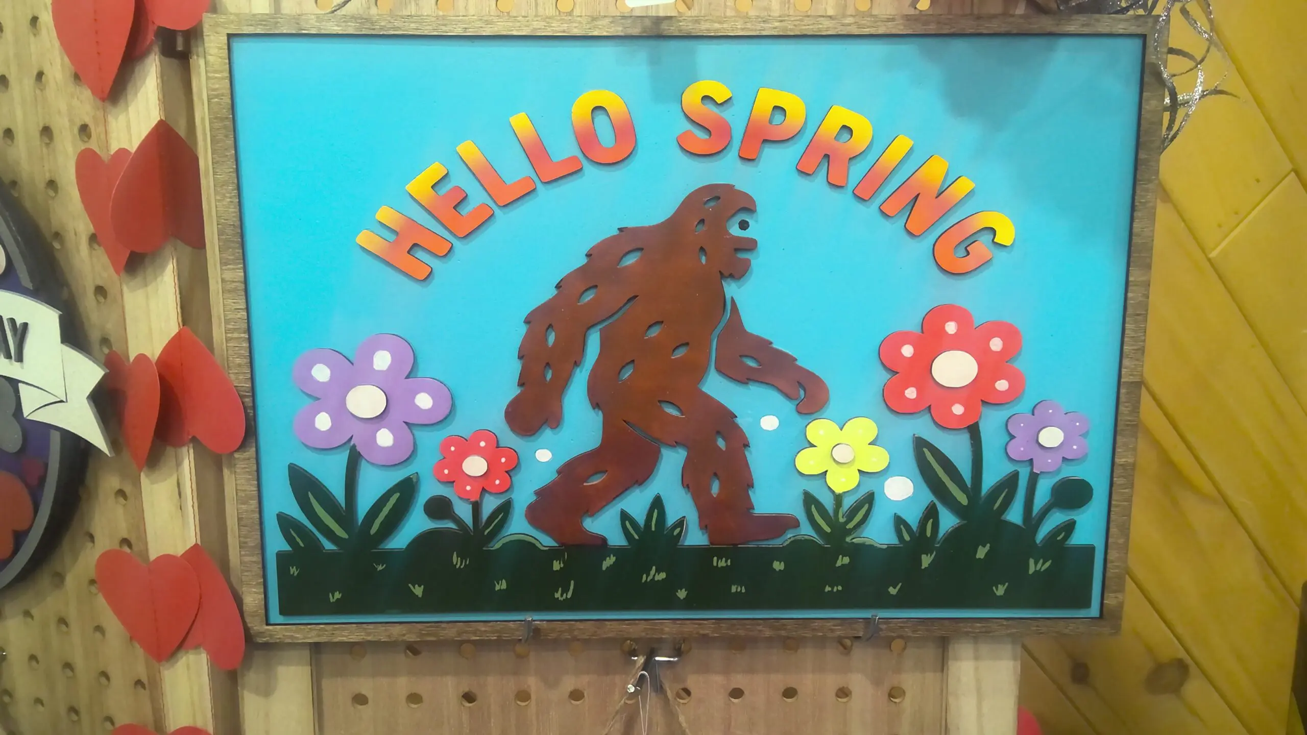 Bigfoot "Hello Spring" Door hanger