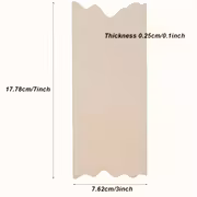 Rectangular board with dimensions and thickness labeled.